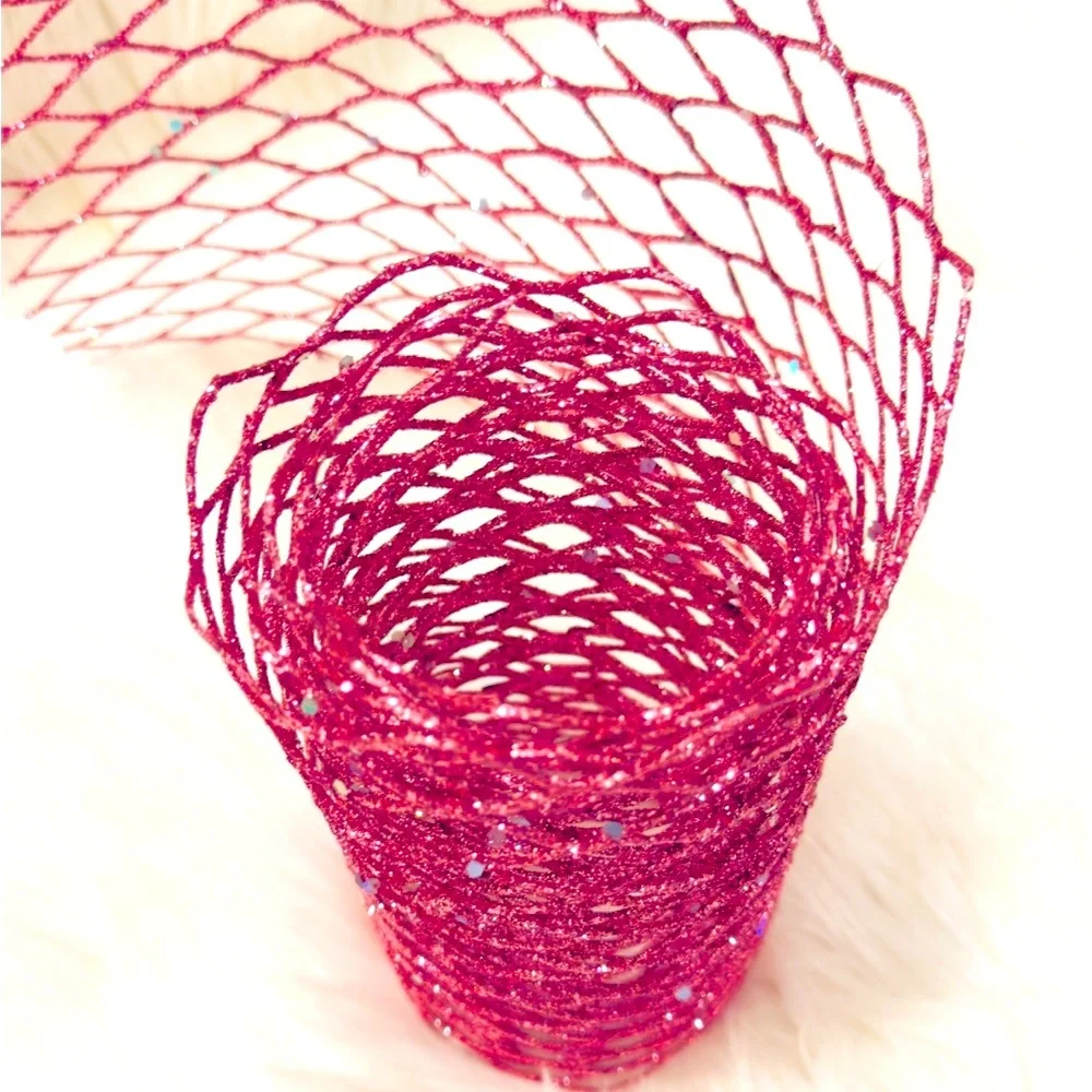 Hot Pink Glitter & Sequins Mesh Roll for Mermaid Party Theme, Decorating, Crafts